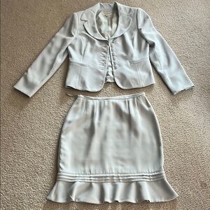 Elegant Light Grayish Blue Skirt Suit Set